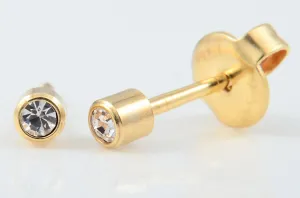 Pre-Sterilised Hypoallergenic Gold 2mm Crystal Earrings (1 pair) - 22-204