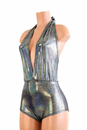 "Josie" Romper in Silver Holographic