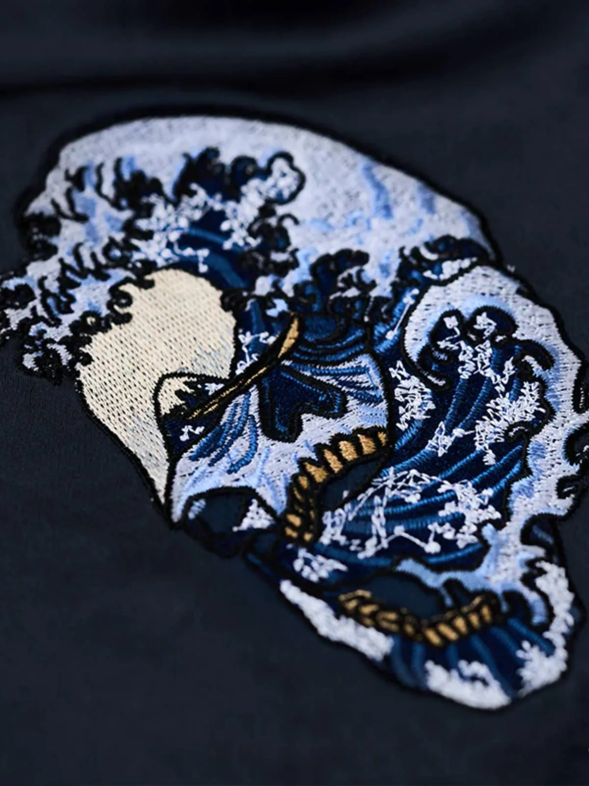 "Skull & Snake & Waves" Ukiyo-e Embroidered Sukajan