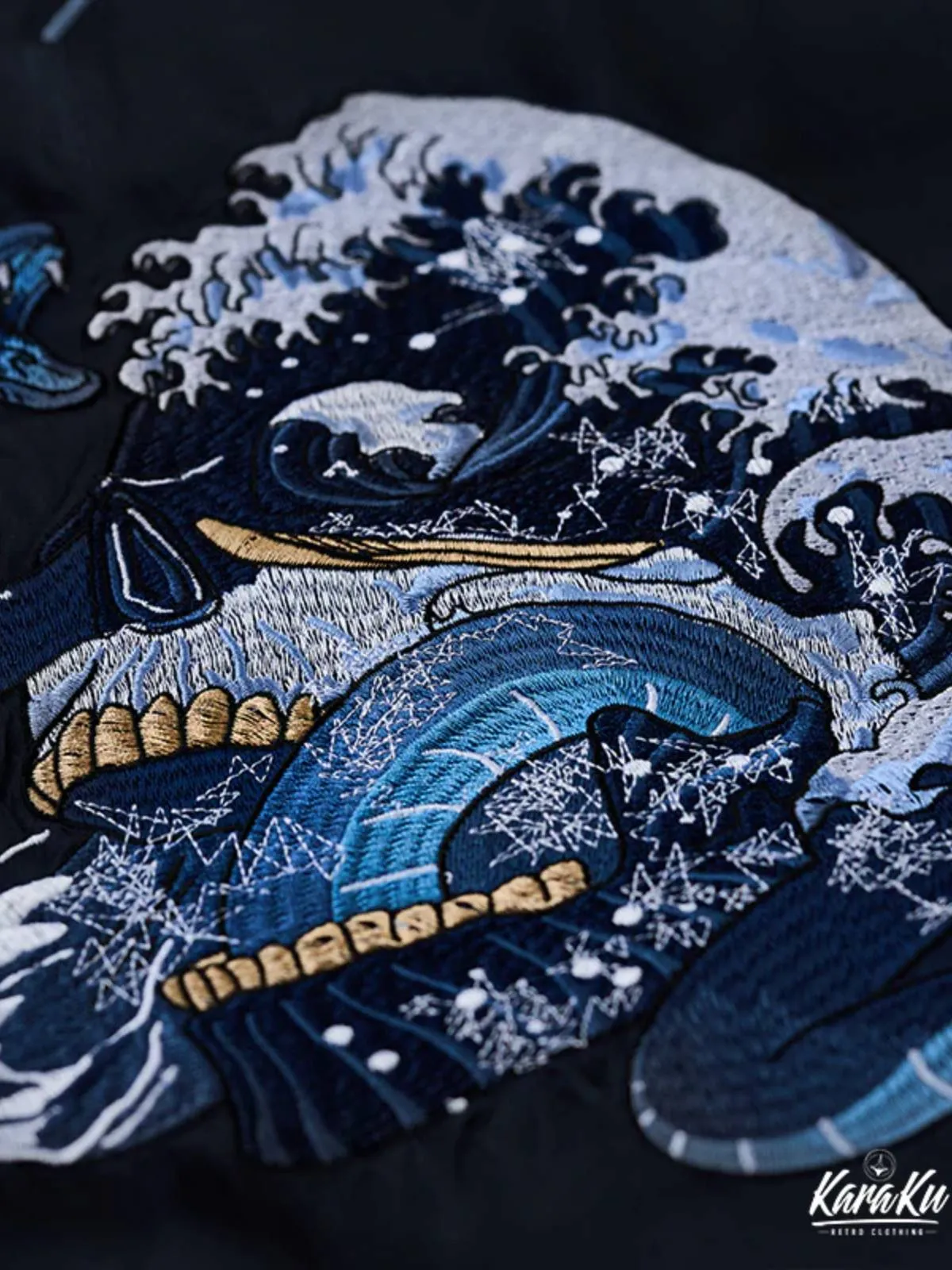 "Skull & Snake & Waves" Ukiyo-e Embroidered Sukajan