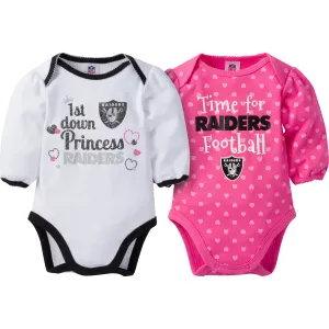 Raiders Baby Girl Grow With Me Bodysuit Set