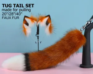 Red fox tail tug tail plug and ear set faux fur fox tail butt plug wolf tail buttplug ddlg sex toy bdsm cat tail plug bondage petplay