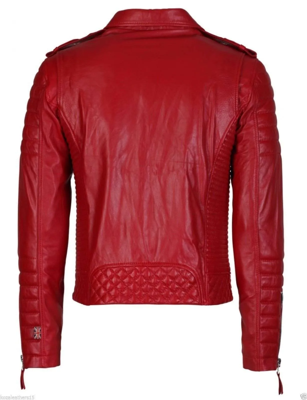 Red Quilted Leather Biker Jacket Perfect Re Product Casual Jacket