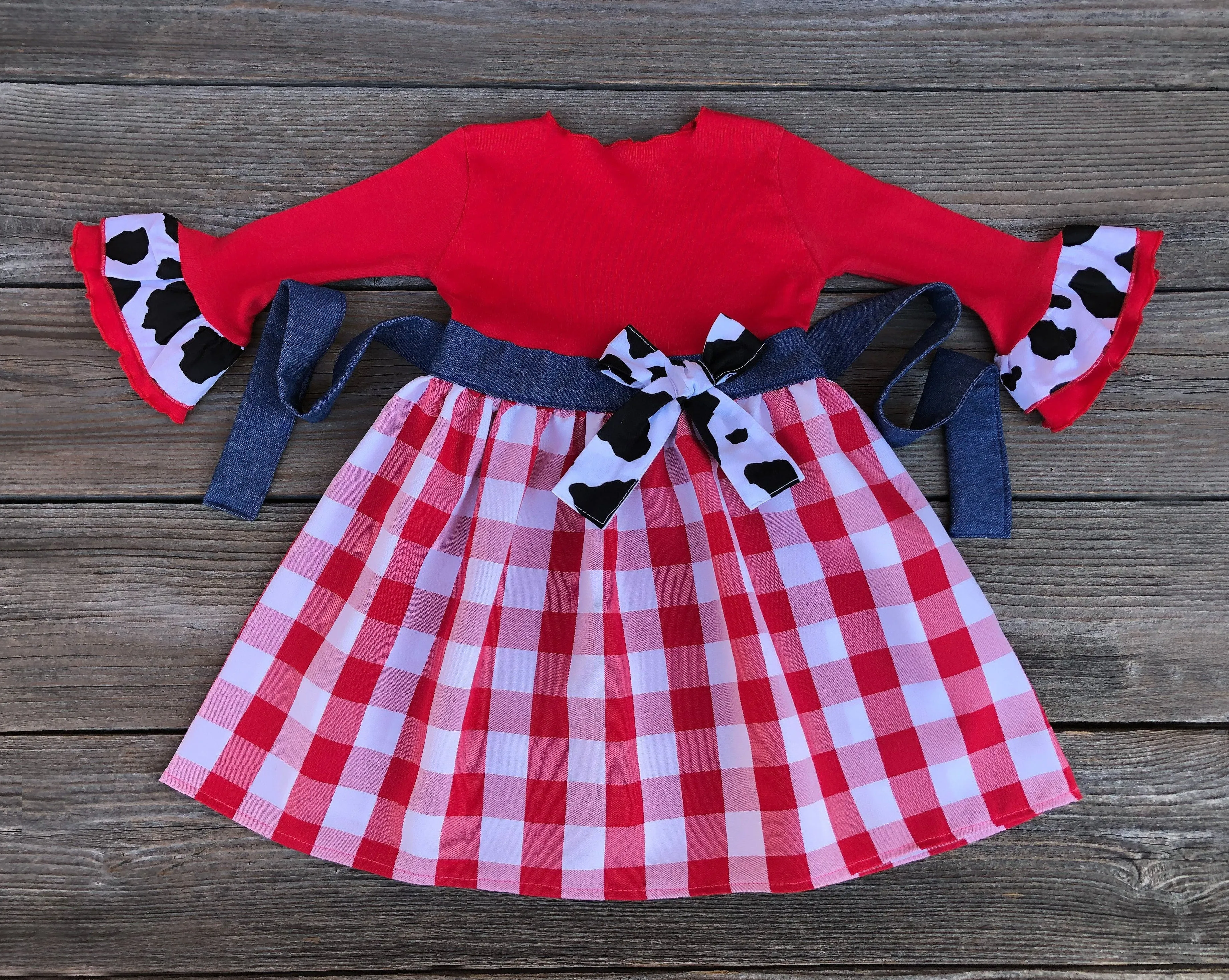 Red White Denim Gingham Dress