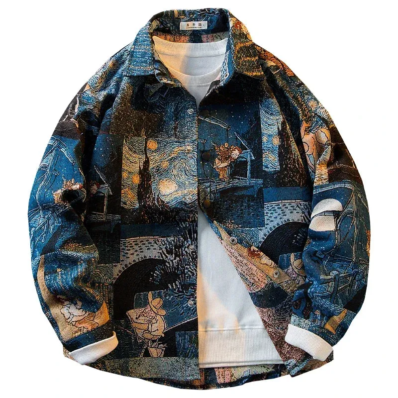 Retro Painting Printed Single Breasted Jacket