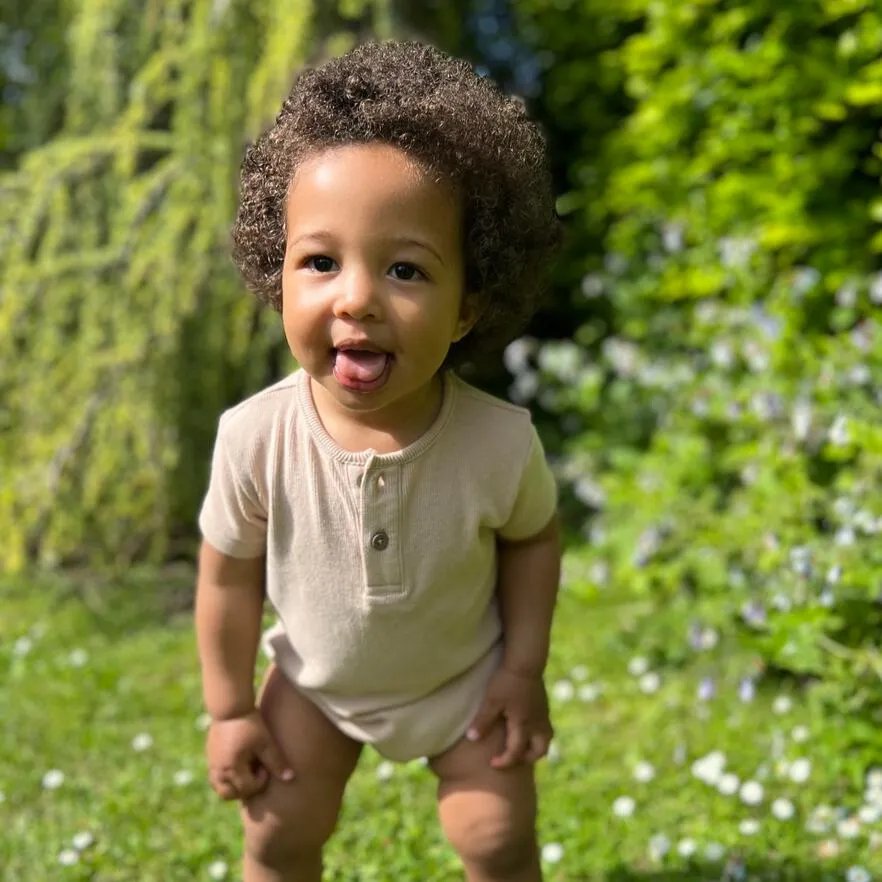 Sand Ribbed Kytto Jersey Bodysuit