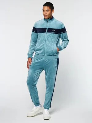 Sergio Tacchini Debossed Larkspur Velour Track Set - Jacket and Pants