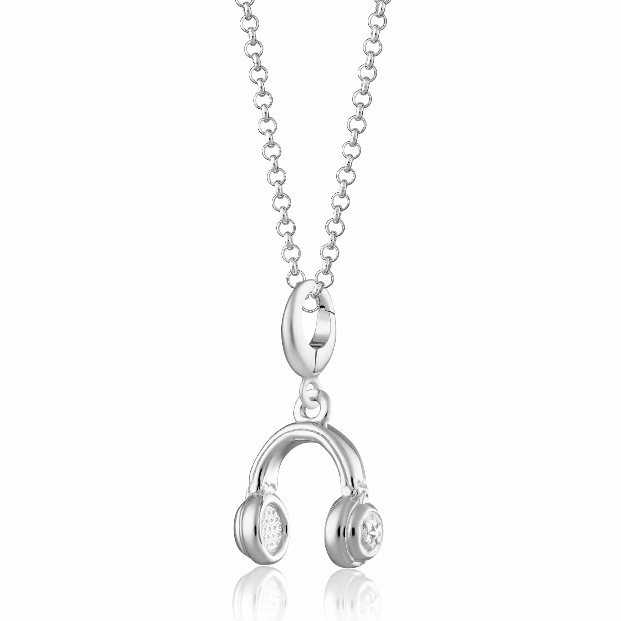 Silver Headphones Necklace