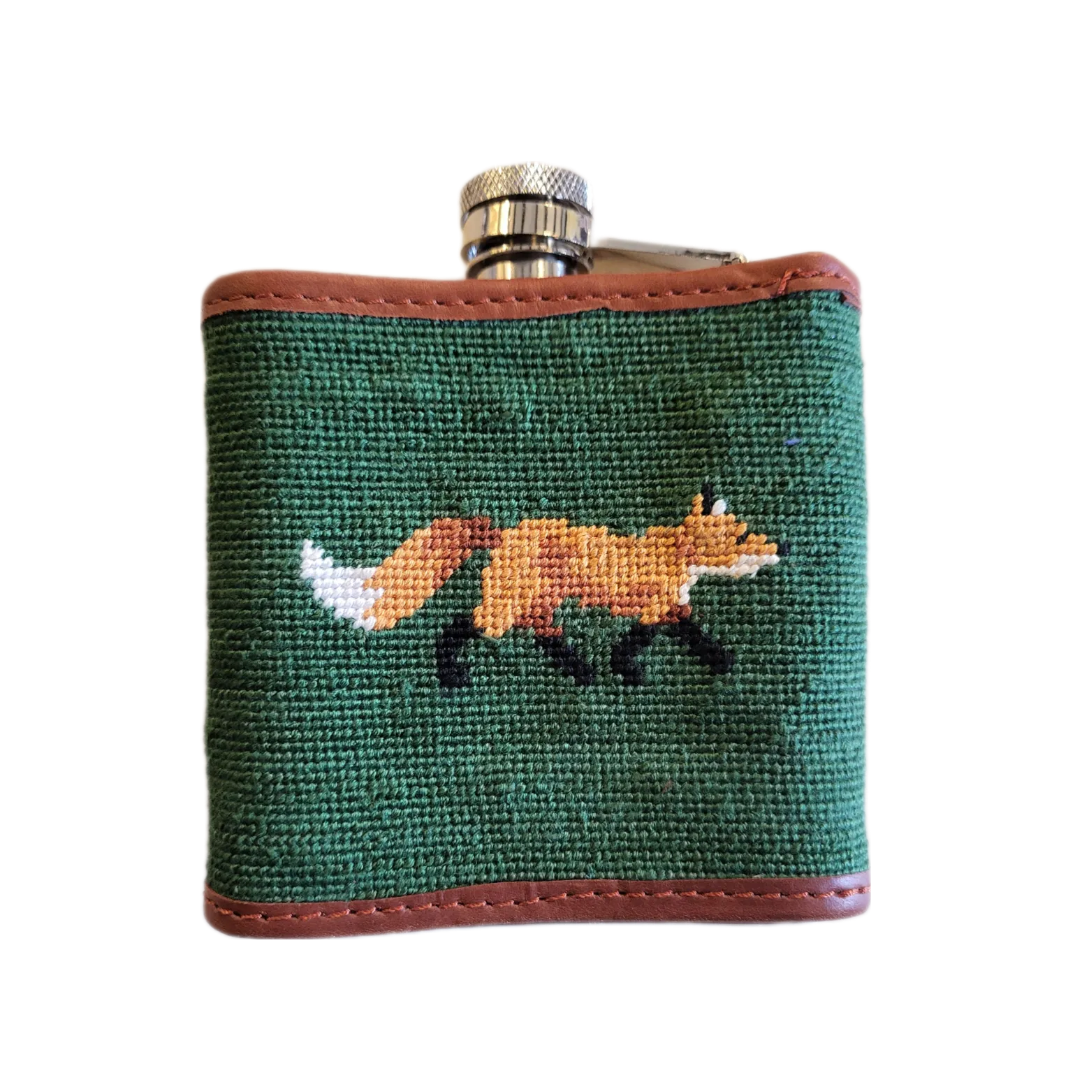 Smathers & Branson Fox Needlepoint Hip Flask