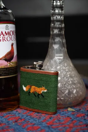 Smathers & Branson Fox Needlepoint Hip Flask