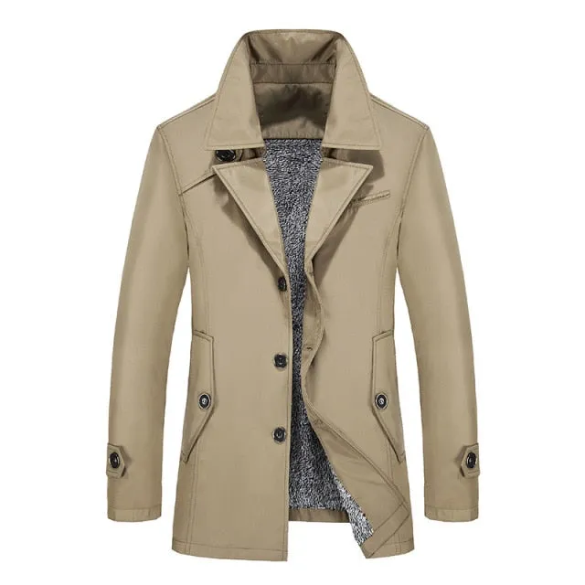 Solid Color Plus Size Men Trench Coat