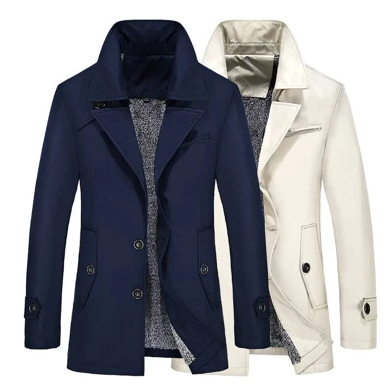 Solid Color Plus Size Men Trench Coat