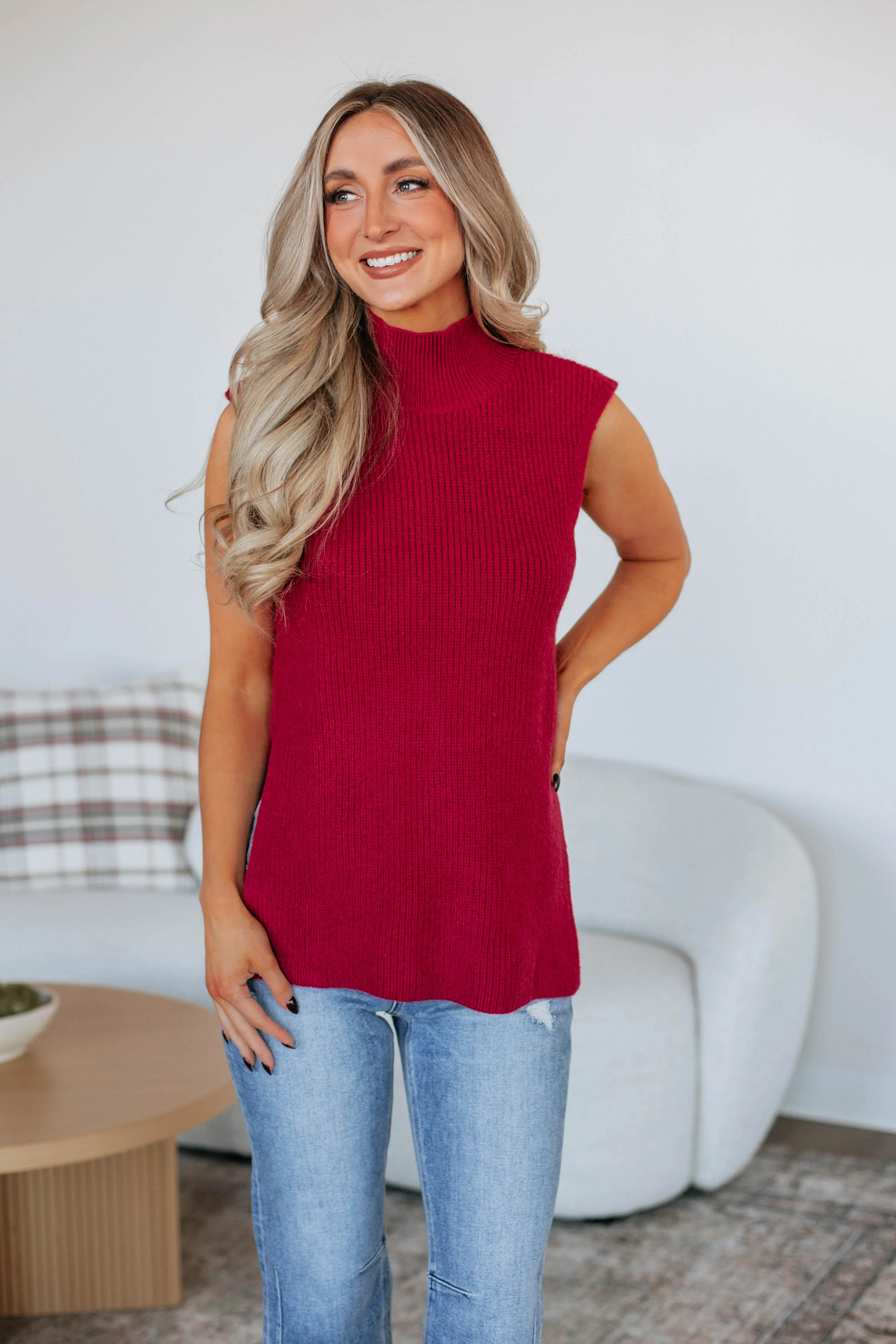 Sophia Sweater Top - Cranberry