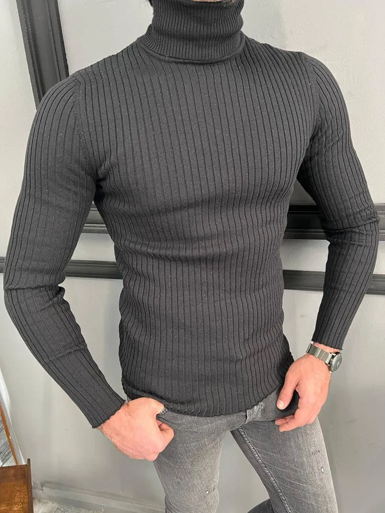 Striped Black Turtleneck