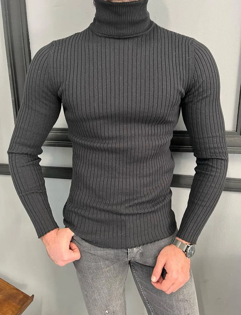 Striped Black Turtleneck