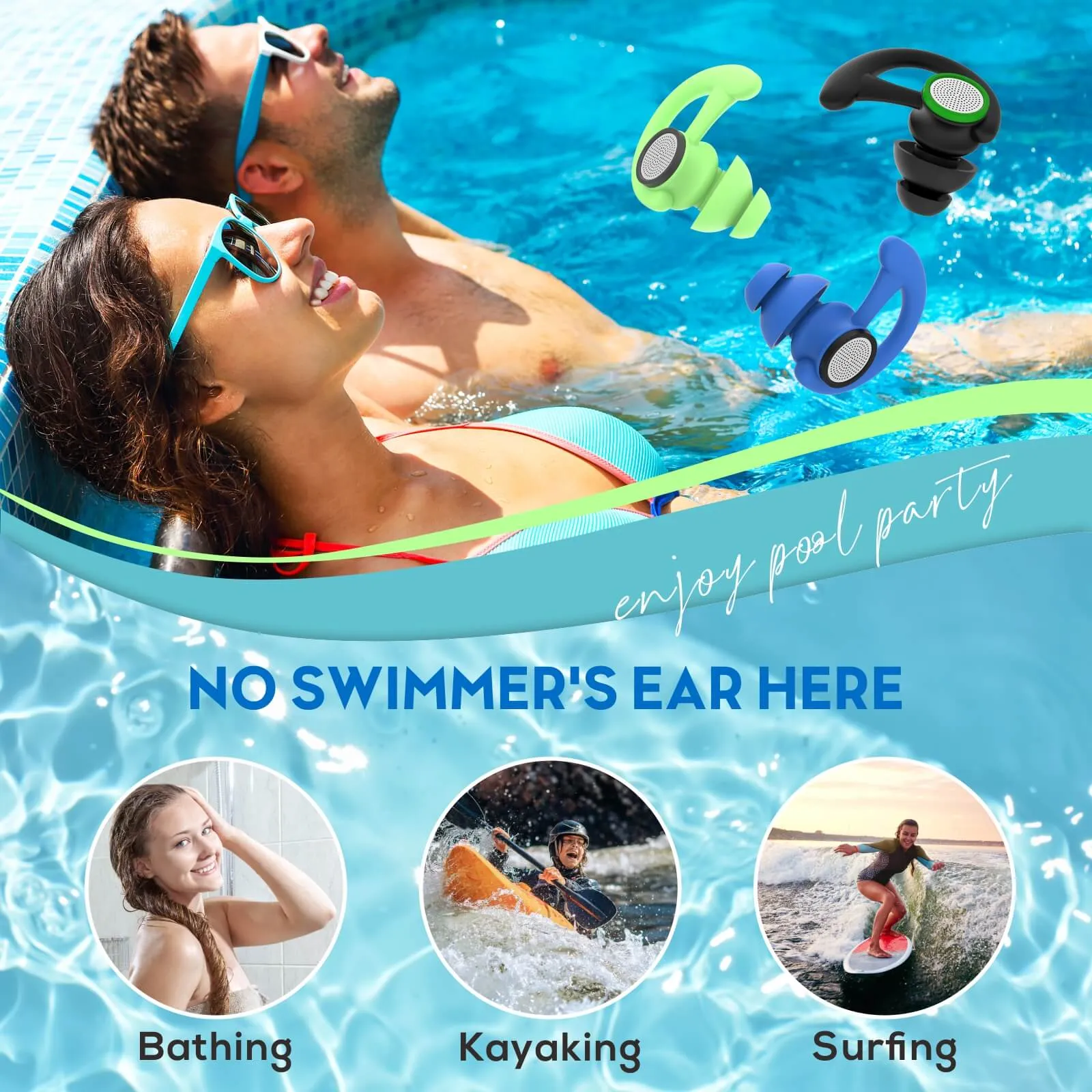 Tailored Seal - Hearprotek 2 Pairs Custom-fit Swimming Ear Plugs for Adults