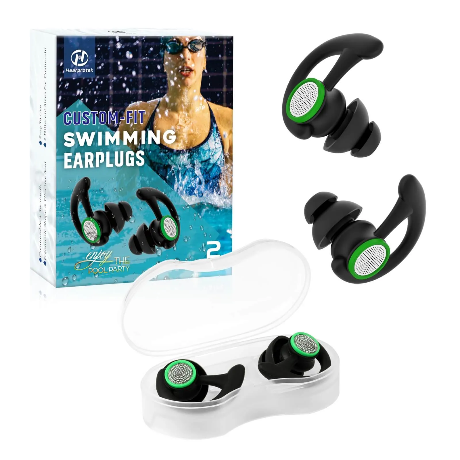 Tailored Seal - Hearprotek 2 Pairs Custom-fit Swimming Ear Plugs for Adults