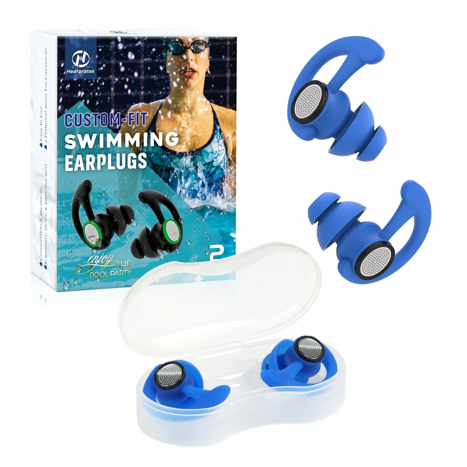 Tailored Seal - Hearprotek 2 Pairs Custom-fit Swimming Ear Plugs for Adults