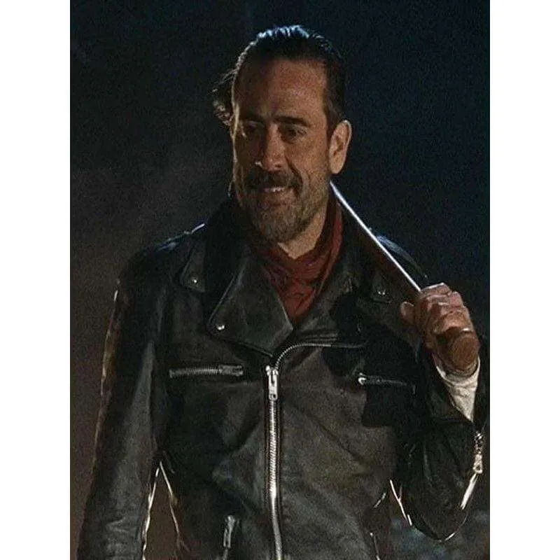 The Walking Dead Negan Jeffrey Dean Morgan Black Real Leather Jacket