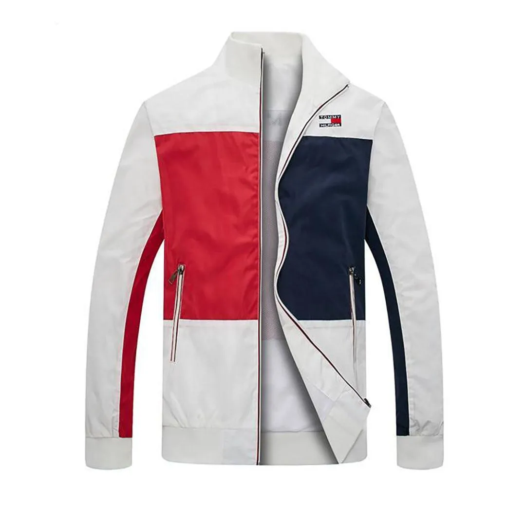 Tom Full Block Color Lightweight Zip Jacket-Red White