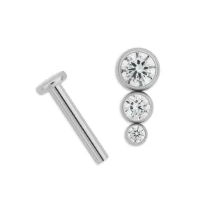 Triple Crystal Titanium Helix Single Earring