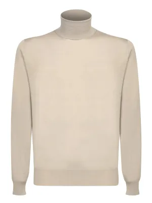 Turtle Neck Merino Wool Taupe Sweater