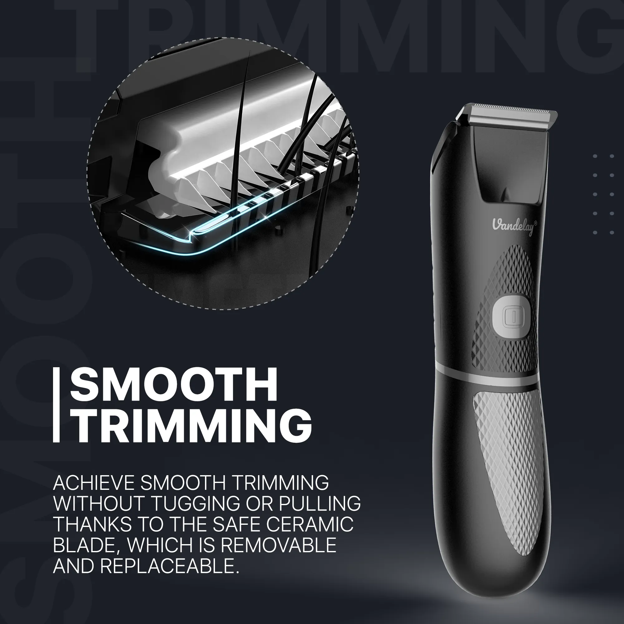 Vandelay Premium Men's Grooming Trimmer: Cordless, Waterproof, LED Spotlight, Sensitive Skin Tech - Beard, Body, & Intimate Grooming | AAA Battery, Travel Lock - 3-Second Activation