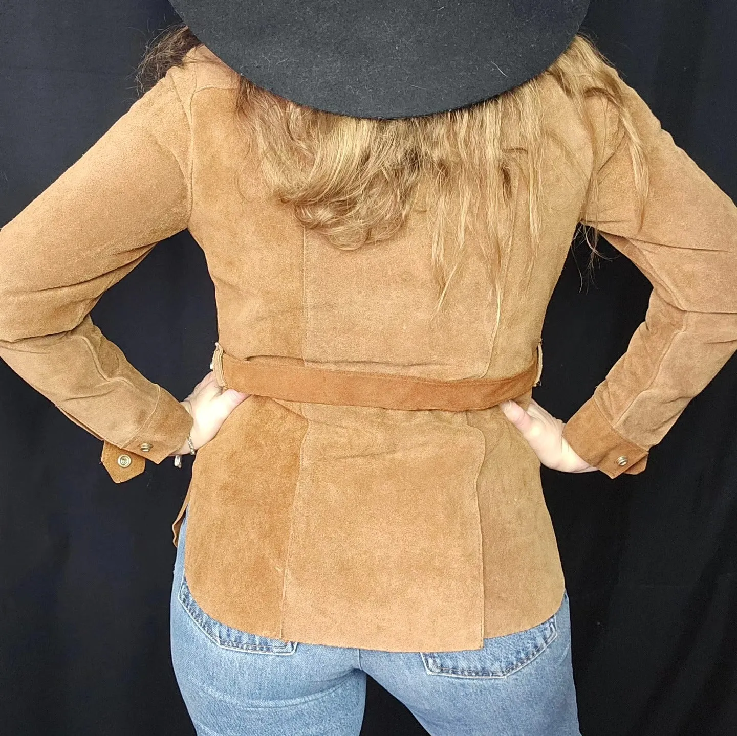 Vintage 1960's Brown Suede Leather Jacket Size S 8 10 Boho Retro