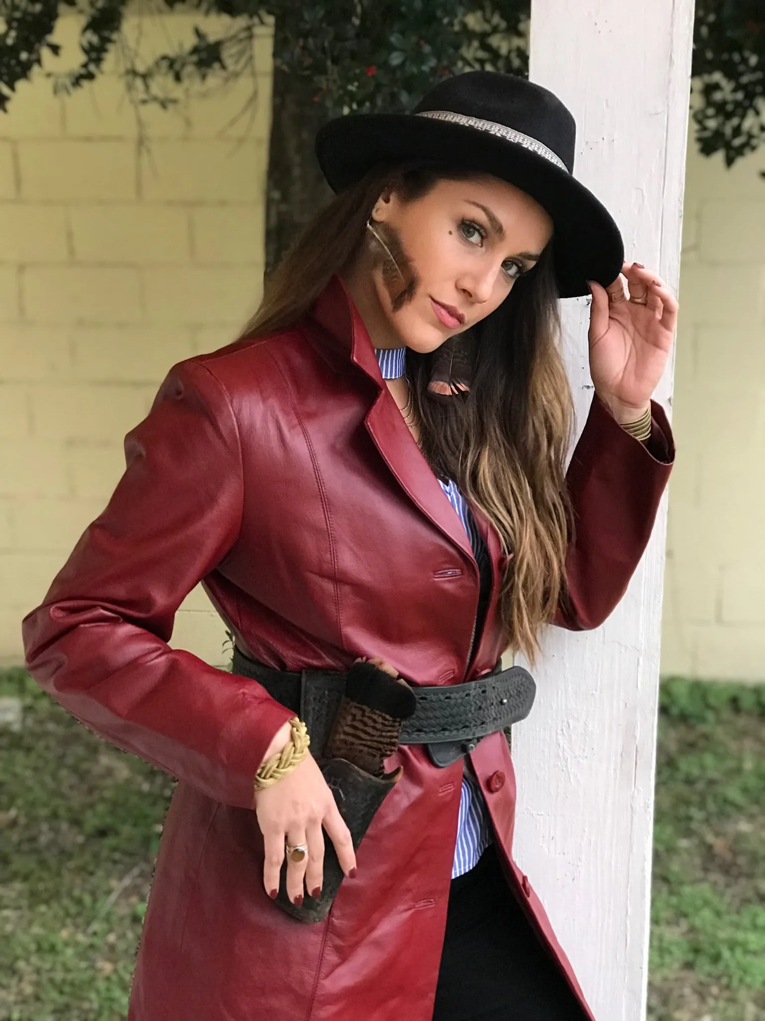 Vintage Red Leather Coat