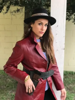 Vintage Red Leather Coat