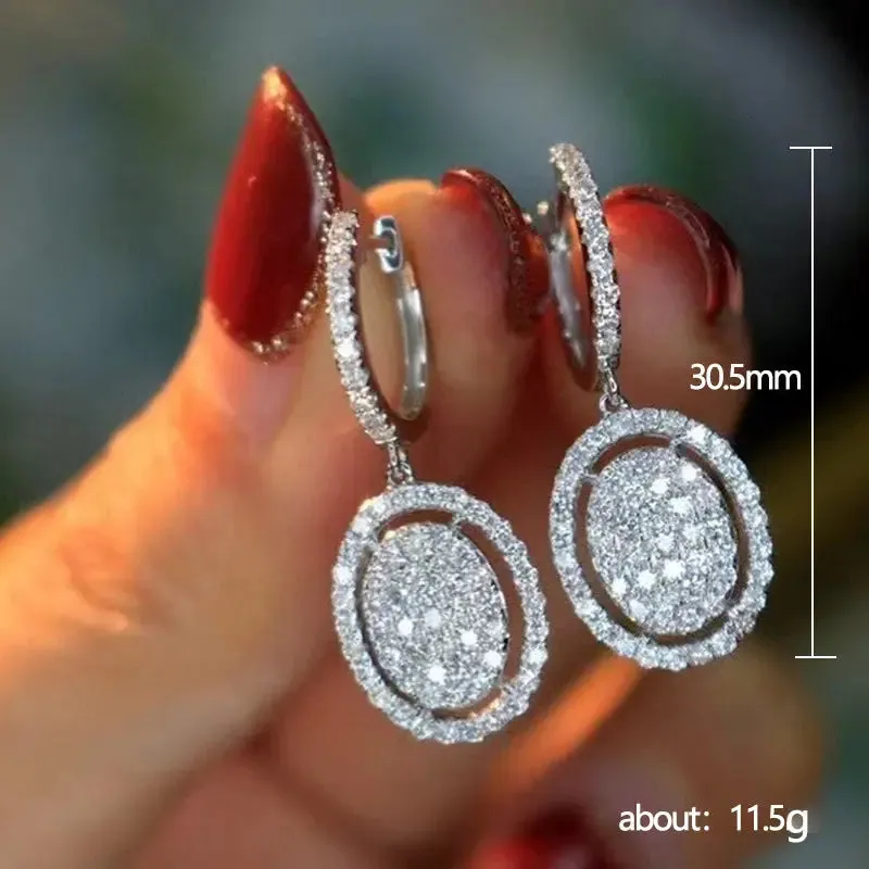 White Gold Plated All-match Oval Earrings