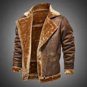 Winter Suede Leather Vintage Fur Jacket