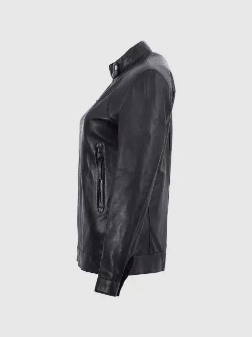 Women's Black Biker Leather Jacket