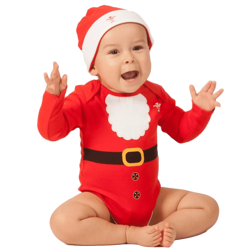 WRU Wales Baby Christmas Santa Body and Hat Set