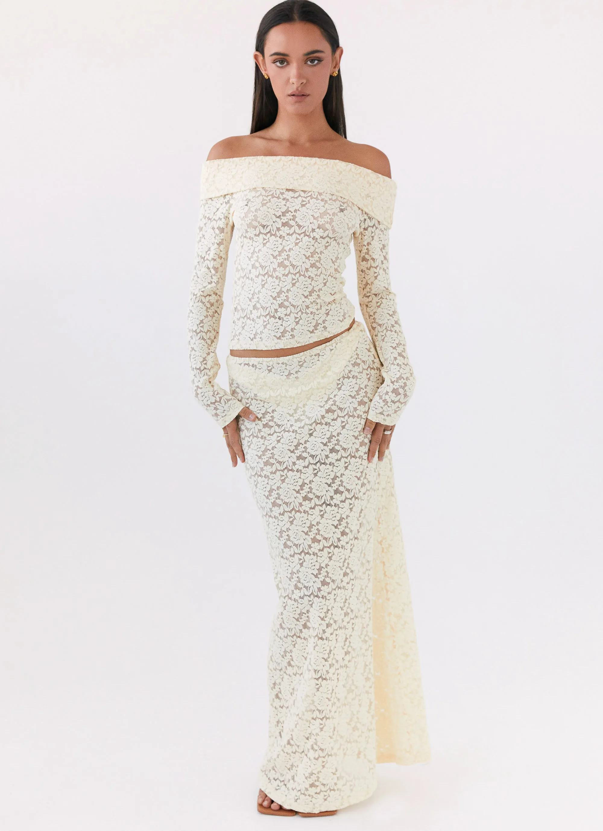 Zephyra Lace Maxi Skirt - Natural